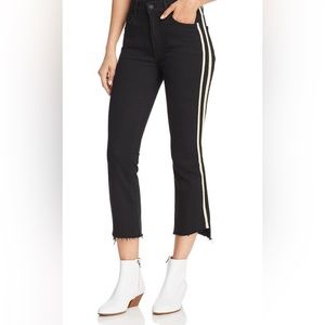MOTHER Insider Striped Crop Step Hem Fray Jeans in Guilty Racer
